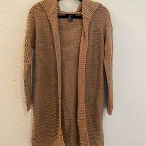 Tan Open Front Cardigan Sweater
